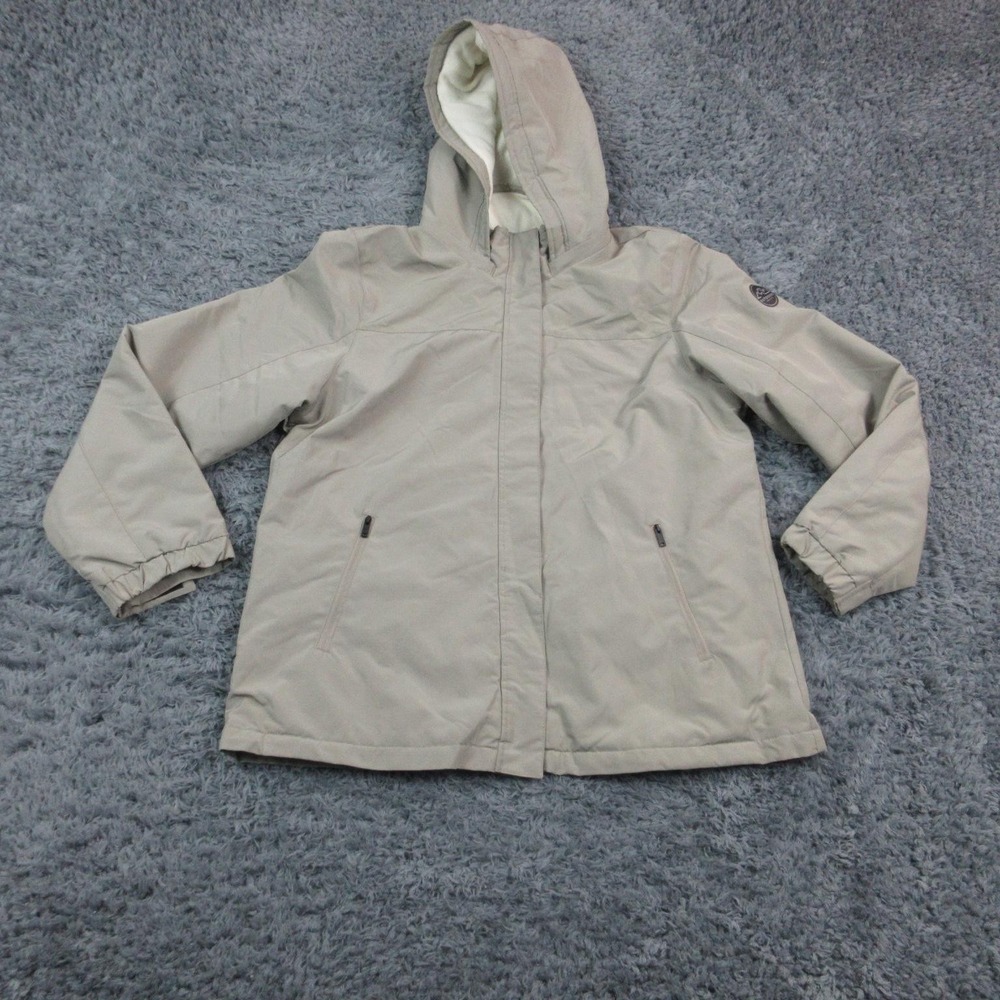 NET Ladies Jacket Womens 2XL Beige Hooded Fleece Lined Zip Pockets Insulated